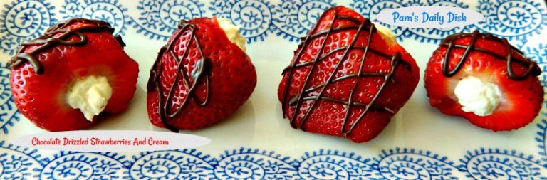 Chocolate Drizzled Strawberries and Cream