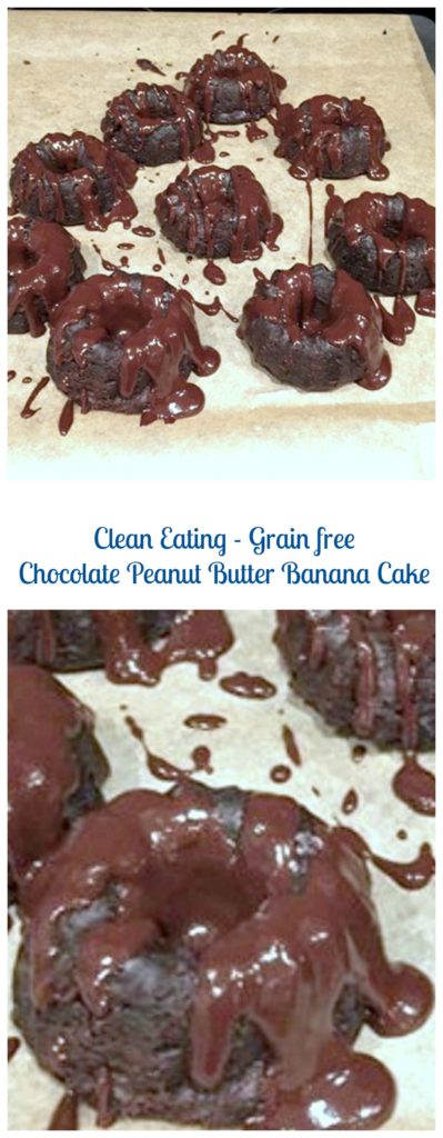 Individual Clean Eating, Grain Free Chocolate Peanut Butter Banana Cakes