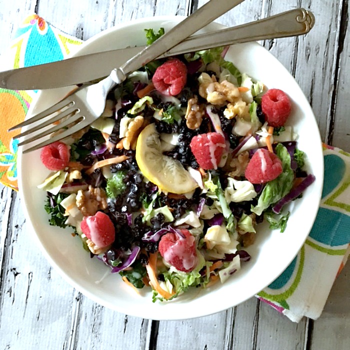 Chopped Walnut and Mixed Green Salad with Honey Lemon Dressing