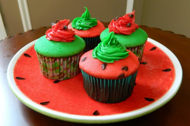 Cake Mix Watermelon Cupcakes