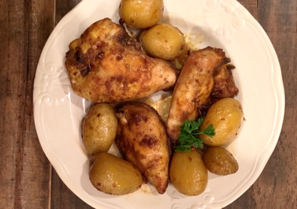 Roasted Seasoned Chicken Breasts and New Potatoes