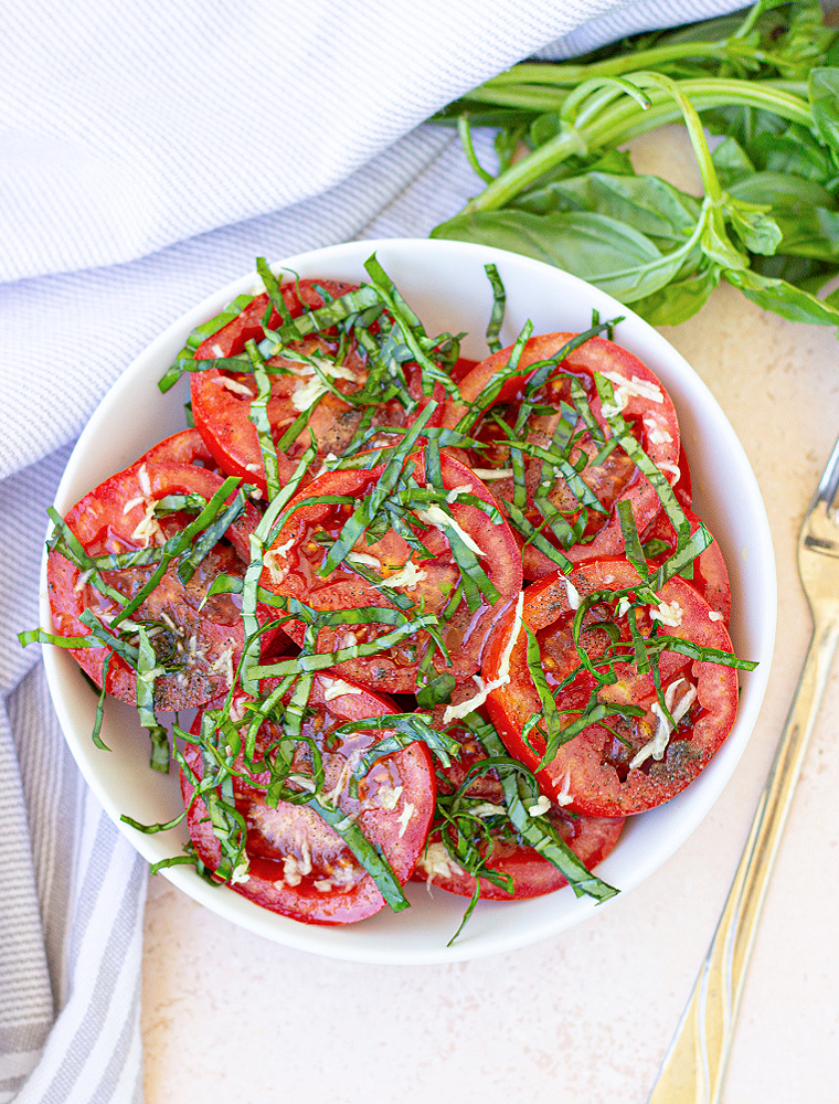 Freshly Sliced Tomatoes and Basil Chiffonade