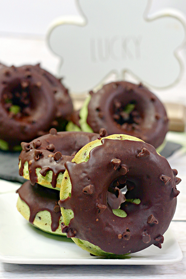 Mint Chocolate Chip Baked Donuts