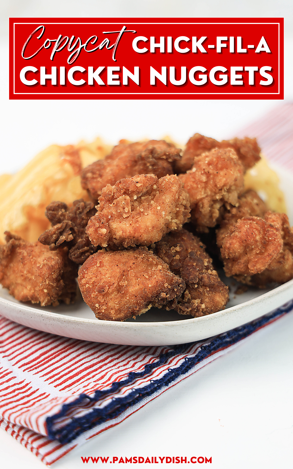 These Copycat Chick-Fil-A Chicken Nuggets are everything you’ve ever loved in the original. Tender, white meat chicken is coated in a crispy, spicy buttermilk batter and fried to perfection. They’re the perfect meal for any chicken lover, and they’re so easy to make! Try this recipe for an amazing homemade version of one of my family's favorite fast food restaurant snacks. via @skinnydesserts