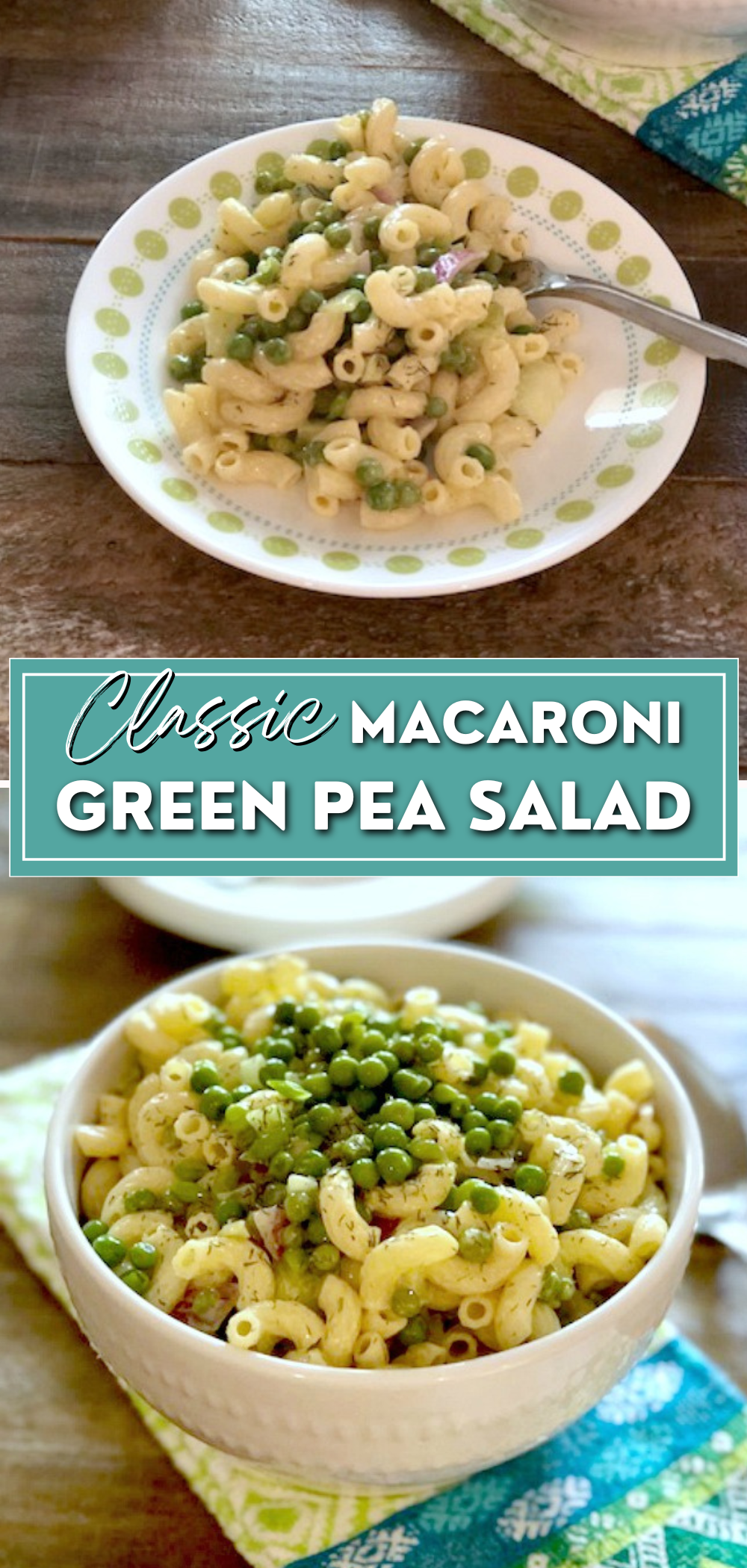 This classic macaroni and grean pea salad is the perfect summer side dish to bring to any pot luck or BBQ. It's always a huge hit with the guests and is bursting with flavor. You can easily double or triple the recipe for a larger crowd. If you want it to be a main meal, you can easily customize it by adding chicken or tuna. This is a great recipe for meal prepped lunches too! via @skinnydesserts
