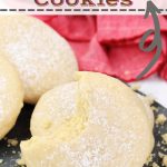 Kentucky Butter Cake Cookies on a dark marble plate with the name in text for Pinterest