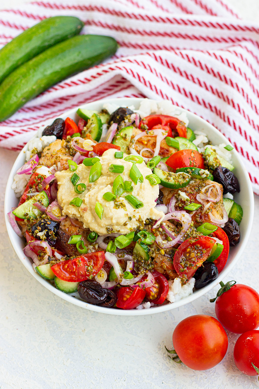 Mediterranean Chicken and Rice Bowl