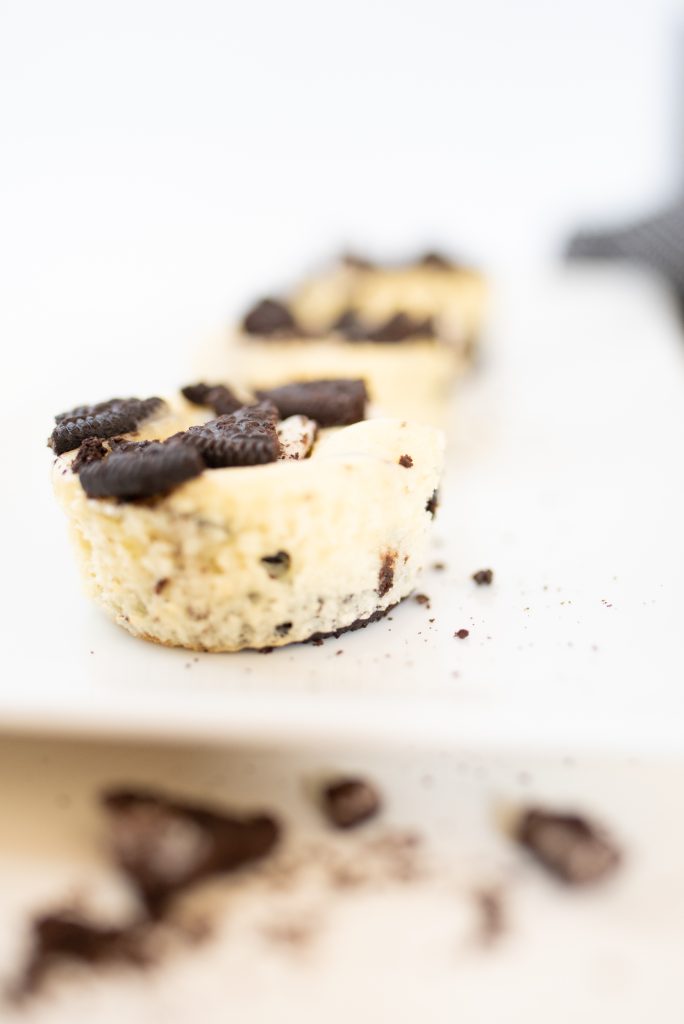 Close up of Oreo Cheesecake on a plate.
