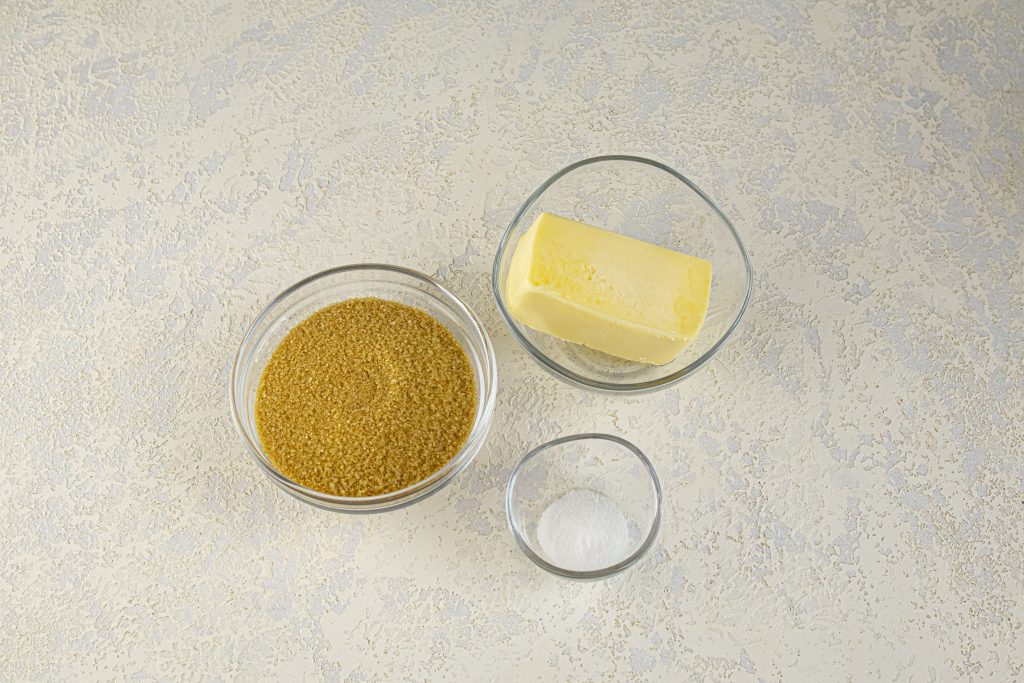 Ingredients needed to make toffee bites.